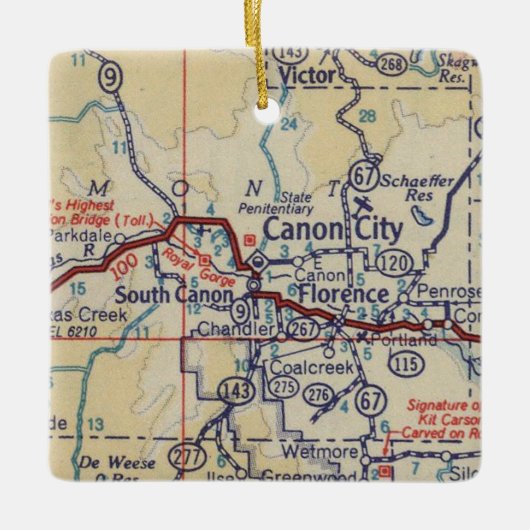 Canon City CO Map Keramisch Ornament (Voorkant)