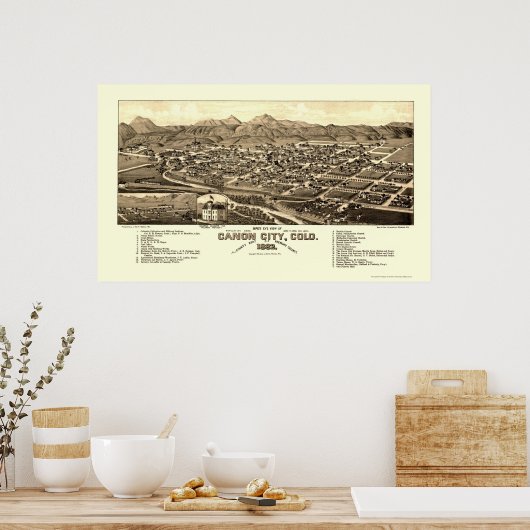 Canon City, CO Panoramic Map - 1882 Poster (Keuken)