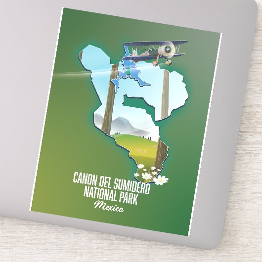 Canon del Sumidero, kaart van mexico Sticker (Detail)