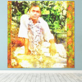 Canon Legends Sathya Sai Baba Benson Wit - Canvas Afdruk (Insitu (Houten vloer))