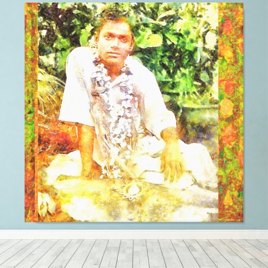 Canon Legends Sathya Sai Baba Benson Wit - Canvas Afdruk (Insitu (Houten vloer))