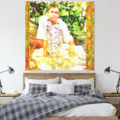 Canon Legends Sathya Sai Baba Benson Wit - Canvas Afdruk (Insitu (Slaapkamer))