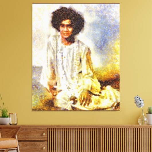 Canon Legends Sathya Sai Baba Benson Wit - Canvas Afdruk (Insitu (Woonkamer))