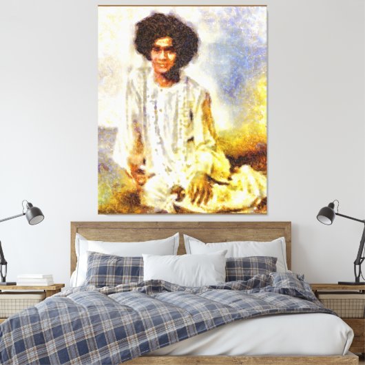 Canon Legends Sathya Sai Baba Benson Wit - Canvas Afdruk (Insitu (Slaapkamer))