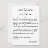 CANONIZATION ARCHBISHOP FULTON SHEEN PRAYER KAART (Achterkant)