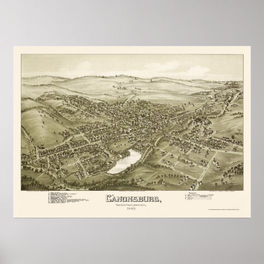 Canonsburg, PA Panoramic Map - 1897 Poster (Voorkant)