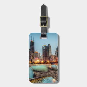 Canoo's op Oak Street Beach een beetje na zonsonde Bagagelabel