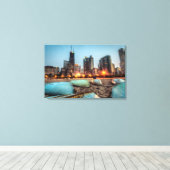 Canoo's op Oak Street Beach een beetje na zonsonde Canvas Afdruk (Insitu (Houten vloer))