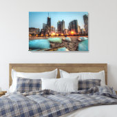 Canoo's op Oak Street Beach een beetje na zonsonde Canvas Afdruk (Insitu (Slaapkamer))