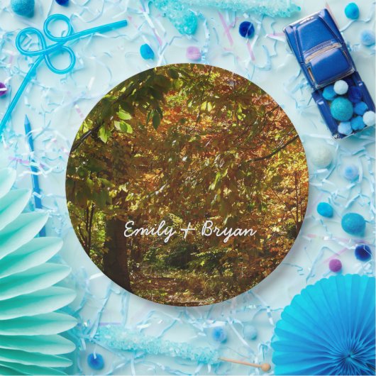 Canopy of Fall Leaves II Yellow Autumn Photography Papieren Bordje (Feest)