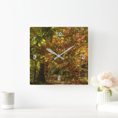 Canopy of Fall Leaves II Yellow Autumn Photography Vierkante Klok (Huis)