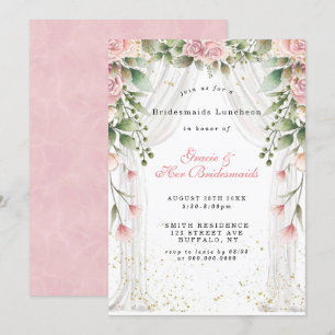 Canopy Pink Florals Bridesmaids Luncheon Invites