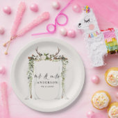 Canopy rustic botanical bruiloft mr. and mrs scrip papieren bordje (Feest)