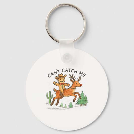 Can't Catch Me Cowboy Gingerbread Man Christmas  Sleutelhanger (Voorkant)