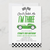 Can't Catch Me Green Race Car 3e verjaardag Kaart (Voorkant)