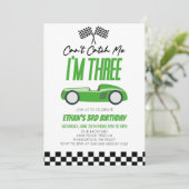 Can't Catch Me Green Race Car 3e verjaardag Kaart (Staand voorkant)