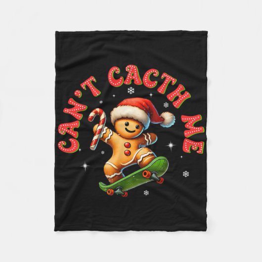 Can't Catch Me Groovy Christmas Gingerbread Man Bo Fleece Deken (Voorkant)