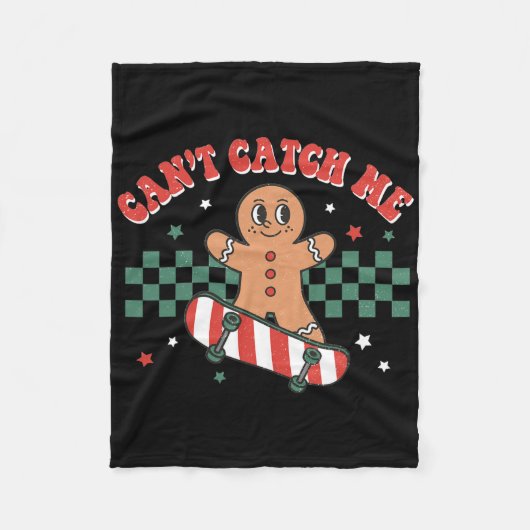 Can't Catch Me Groovy Christmas Gingerbread Man Bo Fleece Deken (Voorkant)