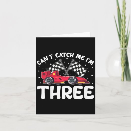 Can't Catch Me I'm 3, Kinder 3e verjaardag Red Rac Kaart (Voorkant)