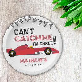 Can't Catch Me I'm Three Red Race Car 3 Birthday  Papieren Bordje