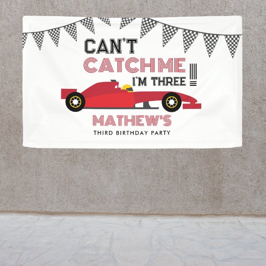 Can't Catch Me I'm Three Red Race Car Birthday  Spandoek