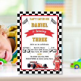 Can't Catch Me Race Car 3rd Birthday Party Kaart