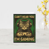 Can't Hear You I'm Gaming Funny Gamer Cat Playing  Kaart (Gele Bloem)