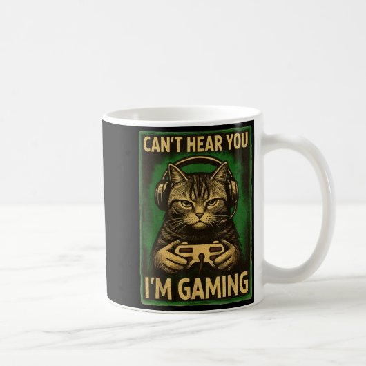 Can't Hear You I'm Gaming Funny Gamer Cat Playing  Koffiemok (Rechts)