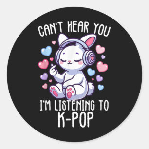 Cant Hear You In Listening K-pop Rabbit Finger Hea Ronde Sticker