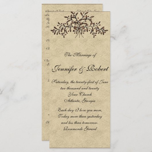 Cantabrië takken met rode olijven op Ecru programm Programmakaart (Voorkant / Achterkant)