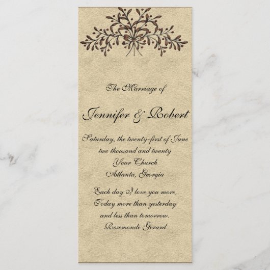 Cantabrië takken met rode olijven op Ecru programm Programmakaart (Voorkant)