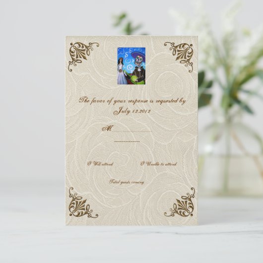 Cantada Day of the Dead Wedding RSVP (Staand voorkant)