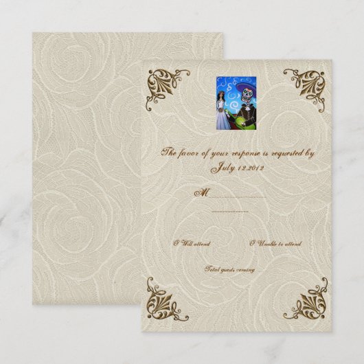 Cantada Day of the Dead Wedding RSVP (Voorkant / Achterkant)