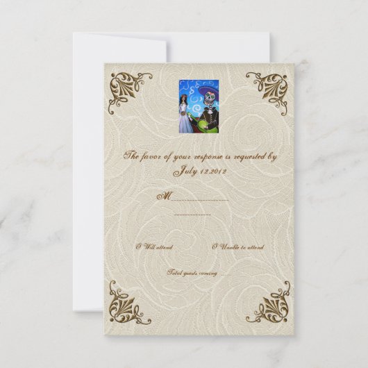 Cantada Day of the Dead Wedding RSVP Kaartje (Voorkant)