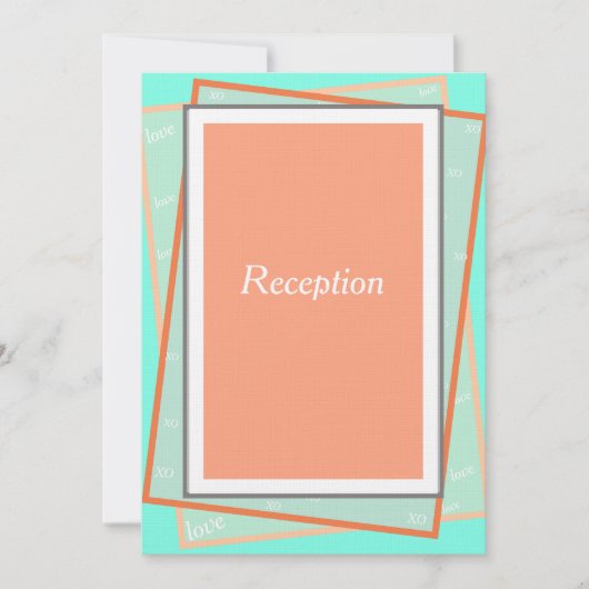 Cantaloupe Blauw Geometrisch Monogram Ontvangst Kaart (Voorkant)