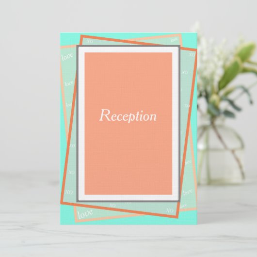 Cantaloupe Blauw Geometrisch Monogram Ontvangst Kaart (Staand voorkant)