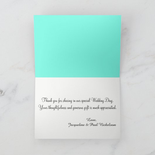 Cantaloupe Blue Wedding Bedankkaart (Binnen)