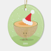 Cantaloupe Santa Hat Year Keramisch Ornament (Links)