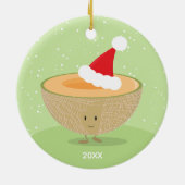 Cantaloupe Santa Hat Year Keramisch Ornament (Achterkant)