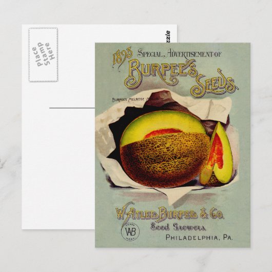 Cantaloupe Seed Adverteren Antiek Briefkaart (Voorkant / Achterkant)