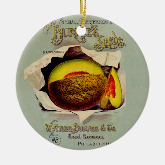 Cantaloupe Seed Adverteren Antiek kunst Keramisch Ornament (Voorkant)
