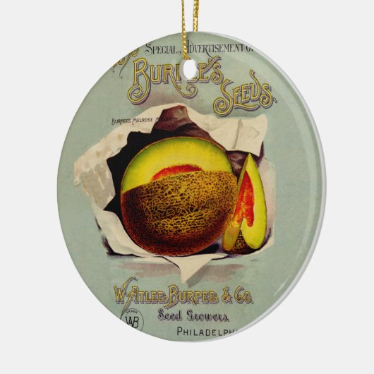 Cantaloupe Seed Adverteren Antiek kunst Keramisch Ornament (Links)