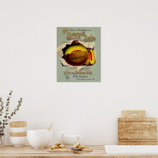 Cantaloupe Seed Adverteren Antiek Poster (Keuken)