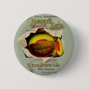 Cantaloupe Seed Adverteren Antiek Ronde Button 5,7 Cm