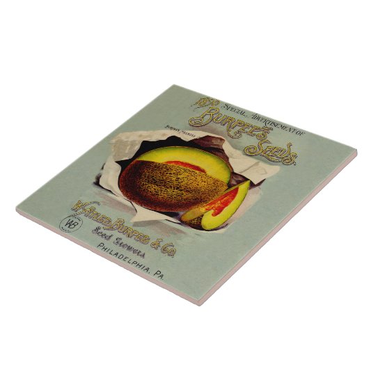 Cantaloupe Seed Adverteren Antiek Tegeltje (Zijkant)