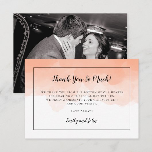 Cantaloupe Sinaasappel Waterverf Zwart Foto Bruilo Bedankkaart (Voorkant / Achterkant)