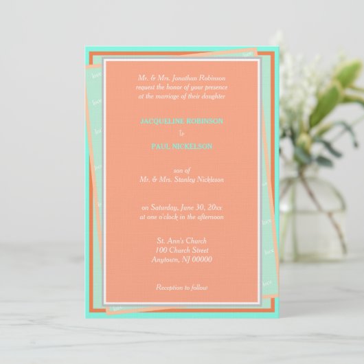 Cantaloupe Turquoise Love Geometric Kaart (Staand voorkant)