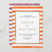 Cantaloupe Waterverf Stripes & Gold Lettering Kaart (Voorkant / Achterkant)