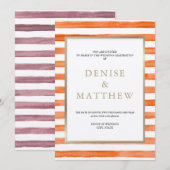 Cantaloupe-waterverfstrepen & gouden letters  kaart (Voorkant / Achterkant)