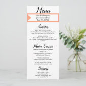 Cantaloupe White Monogram Weddenschap Menu (Staand voorkant)